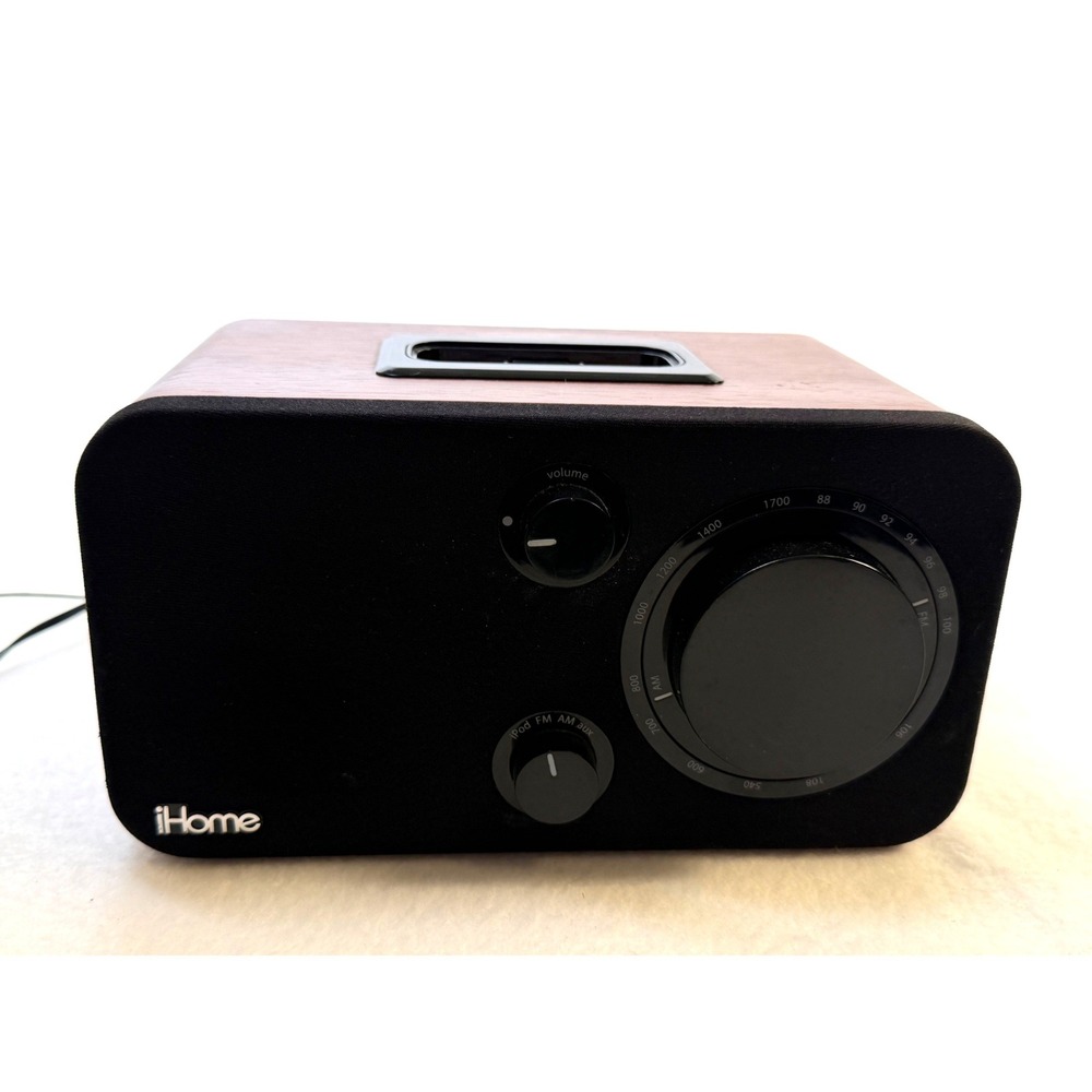 iHome iH14D Wood Grain AM/FM Radio & iPod Dock Speaker System Retro